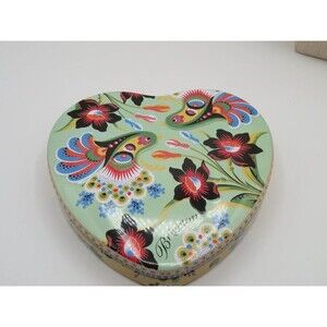 Brighton Heart Shaped Floral Design Green Tin